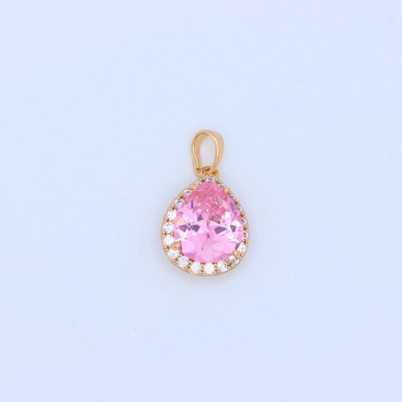 "Teardrop Pink Pendant with White Crystal Halo in Rose Gold Setting, XPPT1616 - Picture 11 of 13